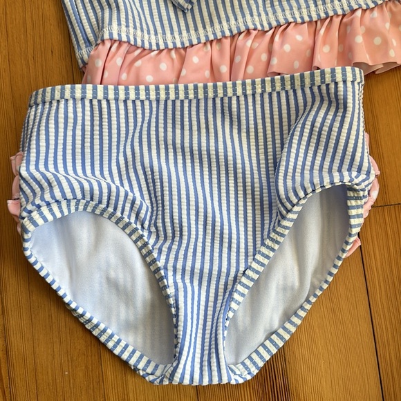 Ruffle Butts NEW with tags blue seersucker rashguard matching bottoms 5 - Picture 4 of 4